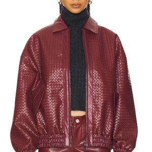 Lioness Maroon Textured Bomber Jacket